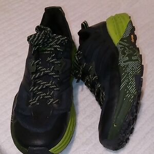 Hoka Blue and Lime Athletic Shoes